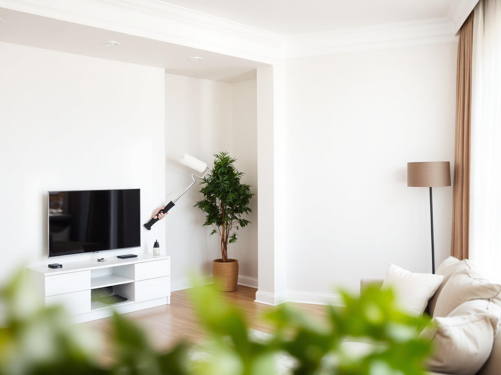 Peintre professionnel réalisant des travaux de peinture dans un intérieur moderne en Belgique